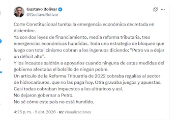 O ex-diretor do DPS Gustavo Bolívar garantiu que o Congresso e o Tribunal Constitucional não permitiram que o presidente Gustavo Petro governasse - crédito @GustavoBolivar/X