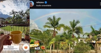 Publicaciones en redes sociales realizadas por Laura Rodrígue y Rafael Zea apuntarían a que están en una propiedad del actor en el altiplano cundiboyacense - crédito La Corona TV/Instagram