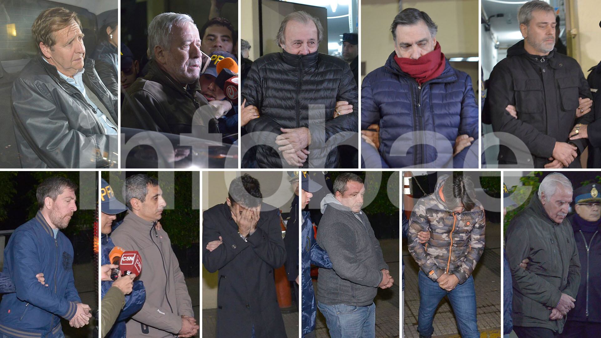 Agosto de 2019: varios de los empresarios detenidos en la causa en un traslado a Comodoro Py