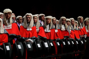 Judges take part in a ceremony to mark the beginning of the legal year in Hong Kong, China January 14, 2019. REUTERS/Tyrone Siu