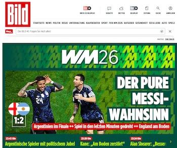 Portadas de los medios - Argentina 2 - Inglaterra 1