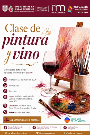 Tlalnepantla ofrecerá clase de pintura y vino con cupo limitado. (Imagen Ilustrativa Gobierno de la Ciudad de México).