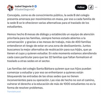 La secretaria de Educación, Isabel