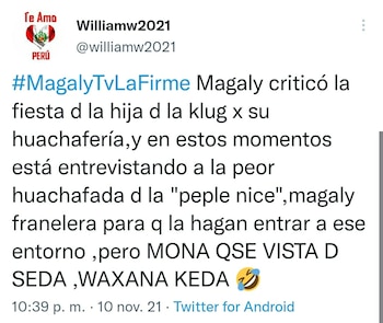 Usuarios critican a Magaly Medina por hacer enlaces abriendo regalos de Cassandra Sánchez de La Madrid. (Foto: Twitter)