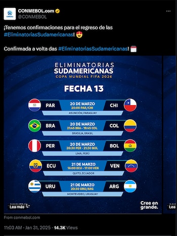 Conmebol confirmó los horarios de
