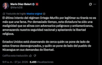 Díaz-Balart e María Elvira Salazar pedem o fim da reforma eleitoral na Nicarágua: “farsa” em X, liberdade religiosa e pressão internacional.