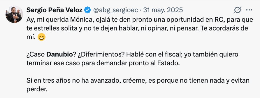 Sergio Peña ha indicado que espera demandar al Estado por el caso Danubio donde se lo causa de asociación ilícita.