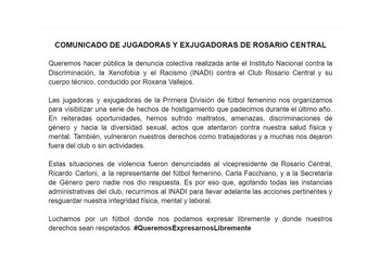 Comunicado jugadores rosario central