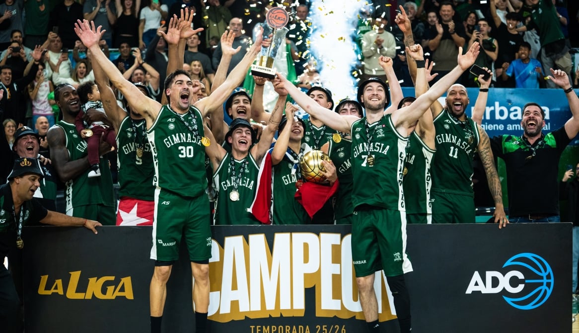 Gimnasia de Comodoro Rivadavia festeja el título en la Liga Nacional de Básquet (Prensa LNB)