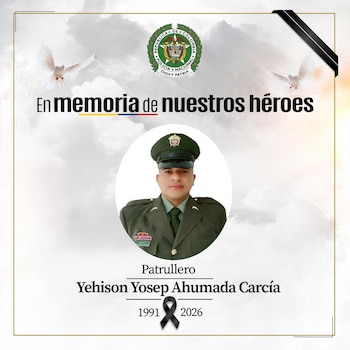 Yehison Yosep Ahumada García fue asesinado en un ataque armado contra la Policía Nacional en la vía entre El Espinal y Girardot, en Tolima - crédito Policía