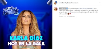 El anuncio se dio este mismo miércoles en las redes sociales de la cantante y del reality.