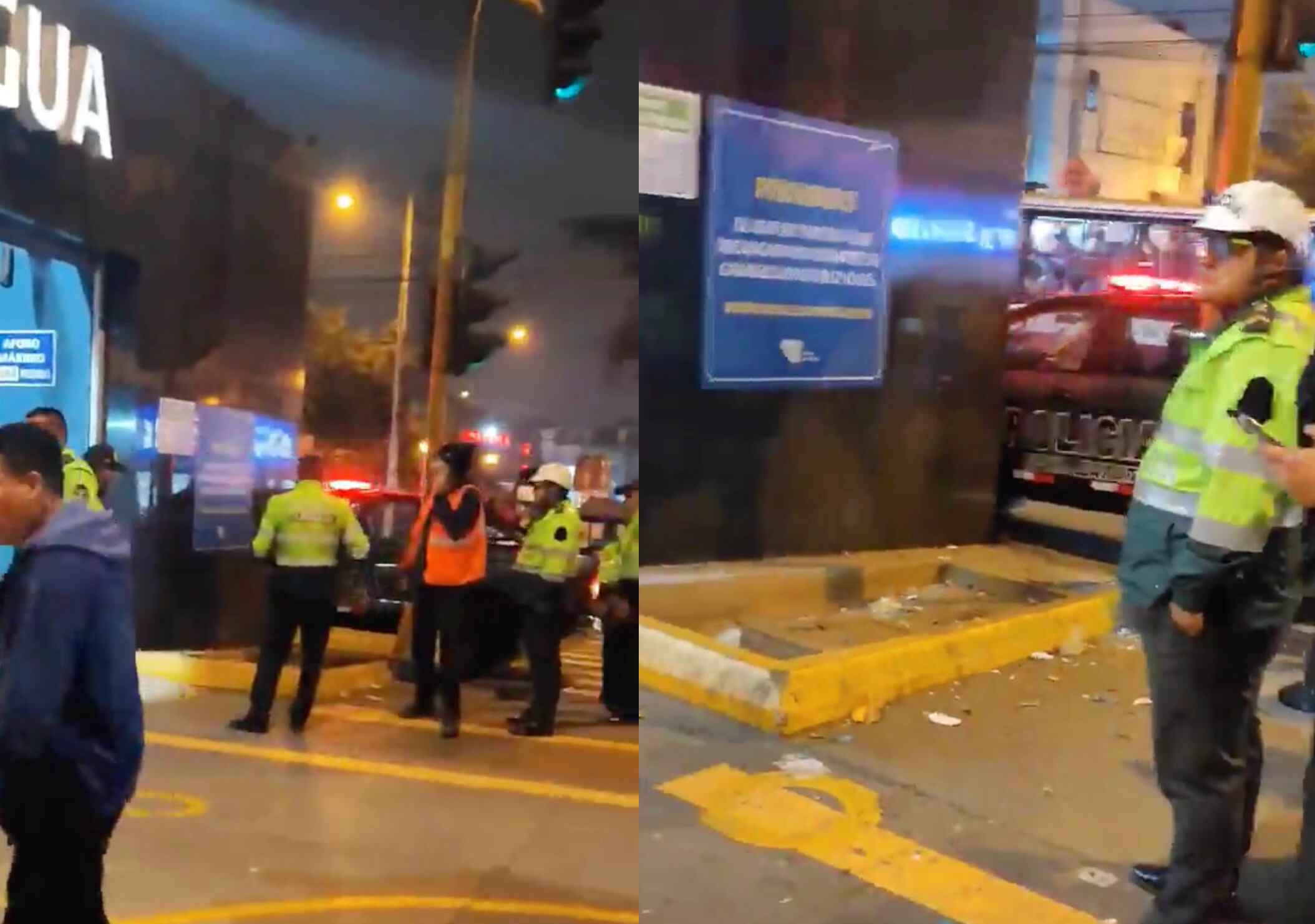 Policías resguardan estación Caja de Agua del Metro luego de que denotaron explosivos.