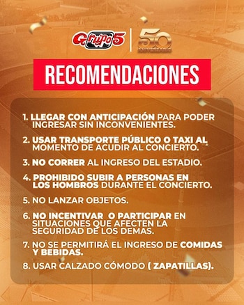 Recomendaciones para concierto Grupo 5.