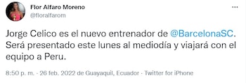 Publicación de periodista ecuatoriana sobre