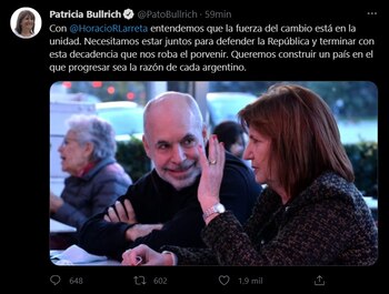 Patricia Bullrich también comentó la