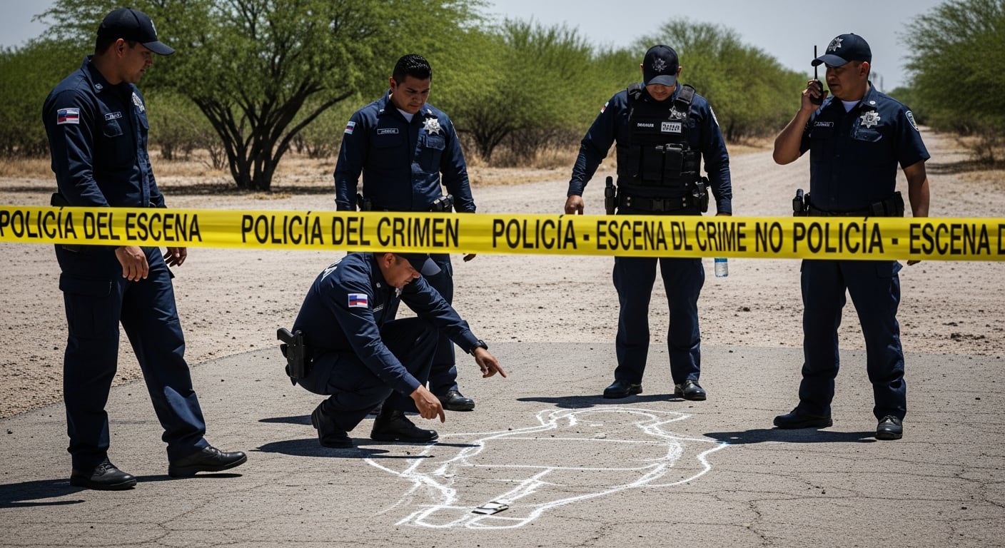 Agentes de policía inspeccionan una escena del crimen en Sonora, donde se registra una caída histórica de la violencia con tres homicidios menos por día. (Imagen Ilustrativa Infobae)