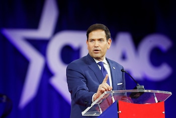 U.S. Senator Republican Marco Rubio gives a speech at the Conservative Political Action Conference (CPAC) in Orlando, Florida, U.S. February 25, 2022. REUTERS/Octavio Jones