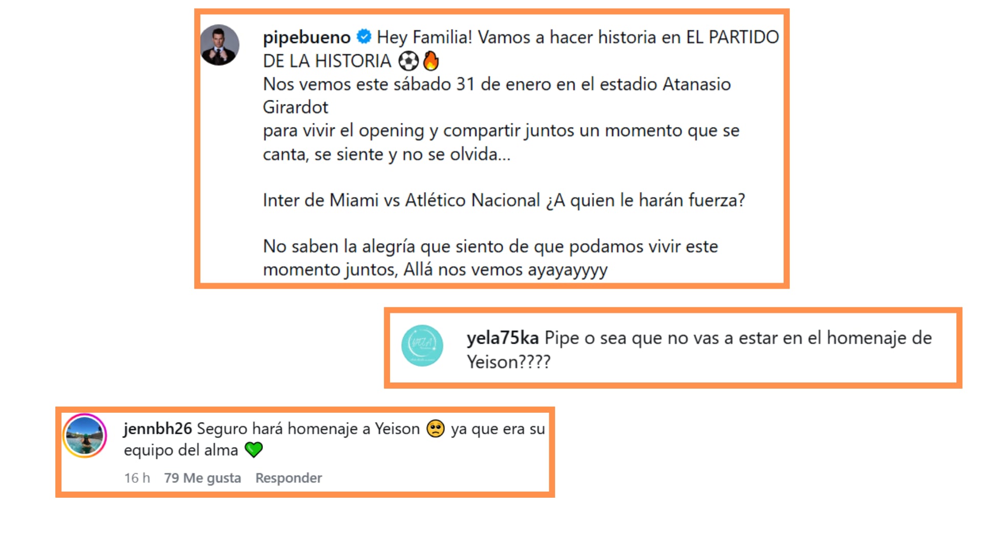 El cantante no estará en el homenaje a Yeison por compromisos en Medellín - crédito @pipebueno/ Instagram