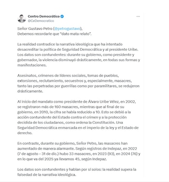 El Centro Democrático difundió un