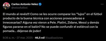 Carlos Antonio Vélez no perdonó