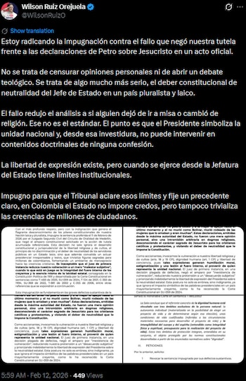 Wilson Ruiz pide claridad sobre