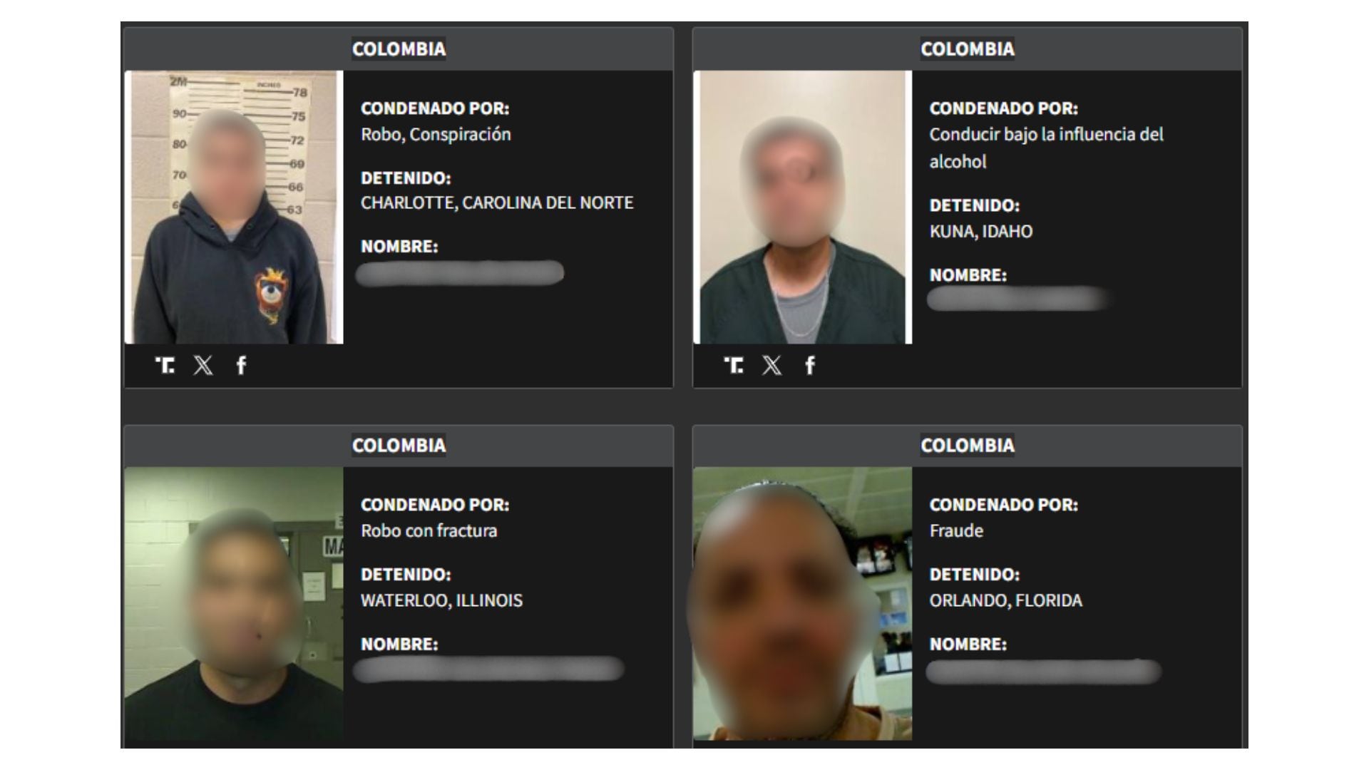 Colombianos hacen parte de los criminales capturados y condenados en Estados Unidos por todo tipo de delitos - crédito captura de pantalla / DHS