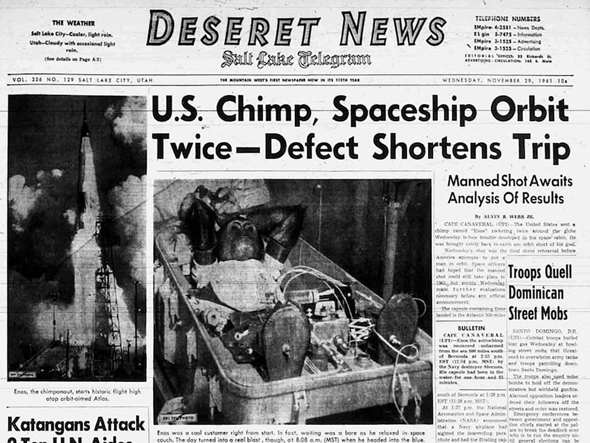 Enos se convirtió en un verdadero hito para la carrera espacial