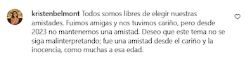 Captura de pantalla de una publicación de Instagram con el perfil de Kristen Belmont