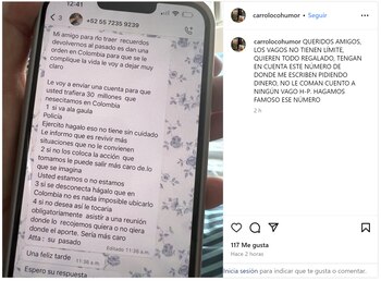 Este es el mensaje extorsivo