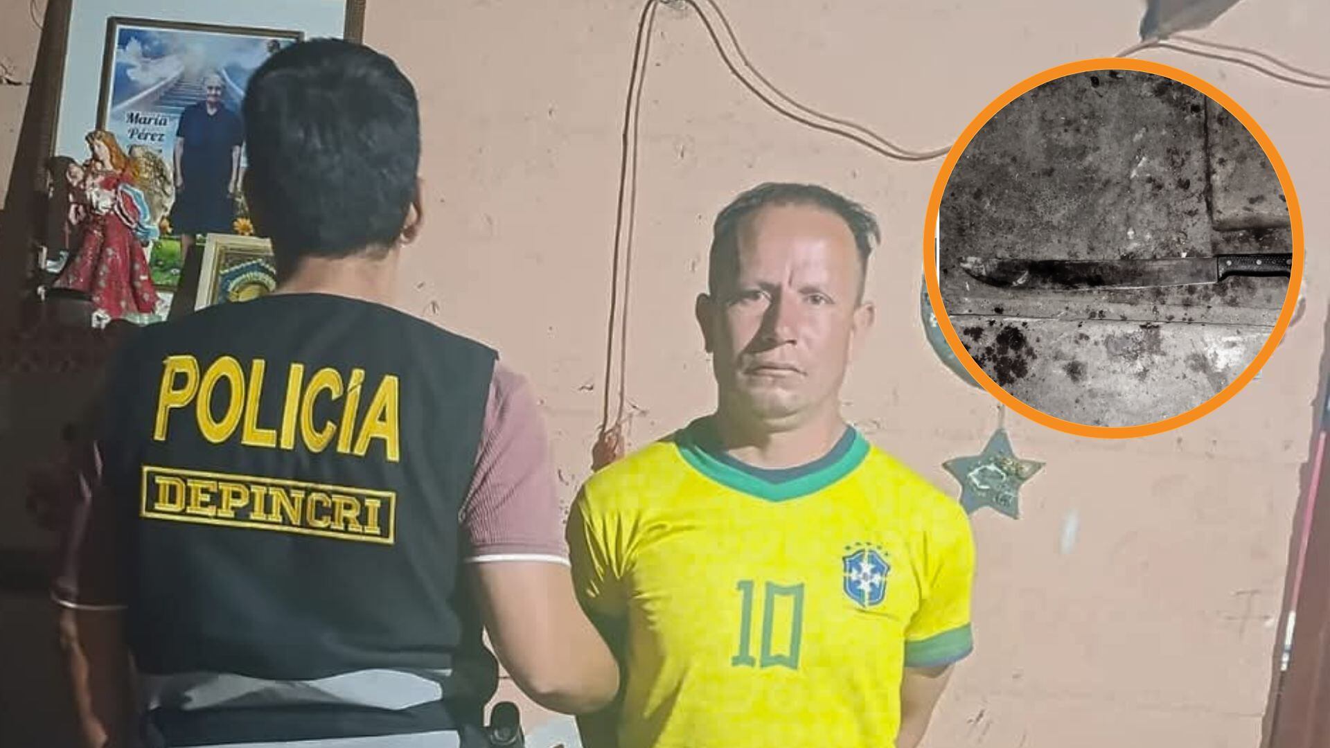 Wilder Gavidia Estela atacó a su madre con un machete en Jaén | Foto captura: PNP