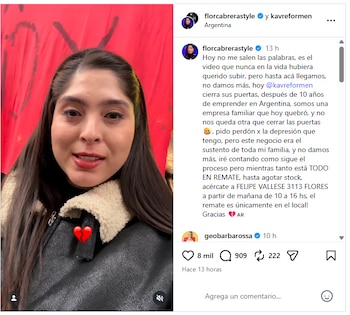 Flor Cabrera cierra local