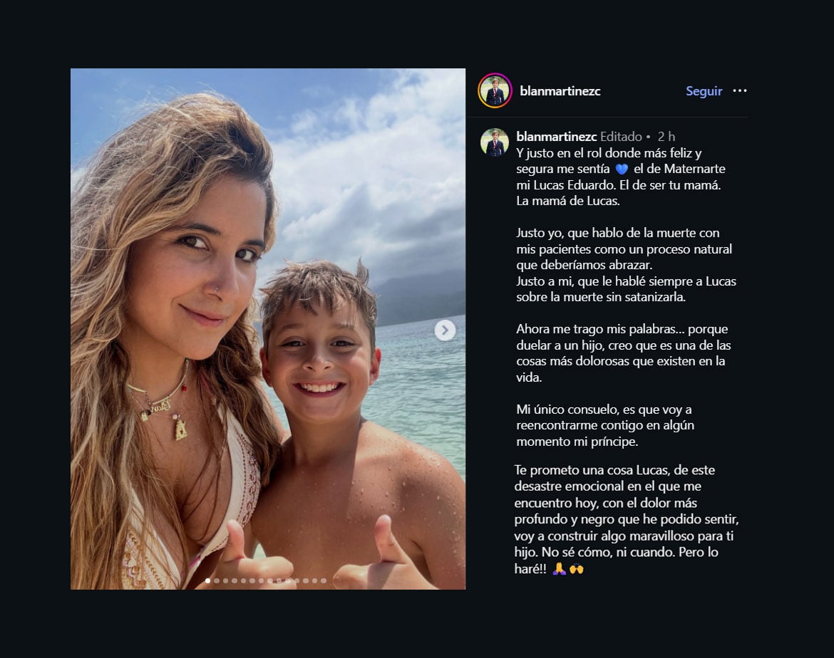 El sentido posteo que le dedicó la madre a Lucas Gámez