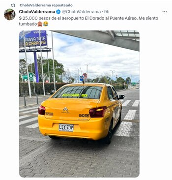 El Cholo Valderrama denunció que taxistas le cobró de más por una carrera corta - crédito pantallazo de X de El Cholo Valderrama