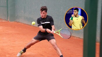 Antonio López en un partido de tenis (Cedida, montaje Infobae).