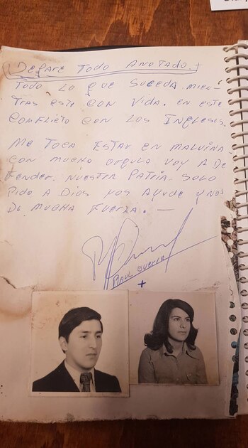 La libreta escrita por Guerra