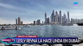 Lesly Reyna responde de qué vive en Dubái tras mostrar Lamborghinis, yates y joyas de lujo. Captura: Magaly TV La Firme.
