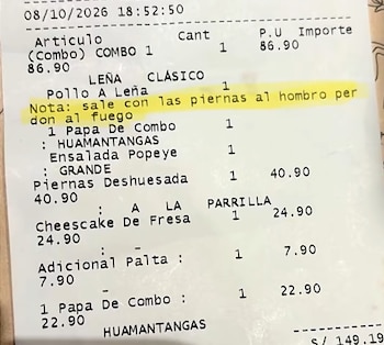 La boleta con la frase.