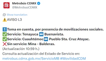 Avance en tiempo real de las diversas líneas de la red de transporte público capitalino.