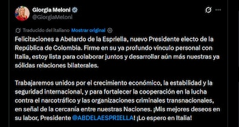 Giorgia Meloni - crédito @GiorgiaMeloni/X