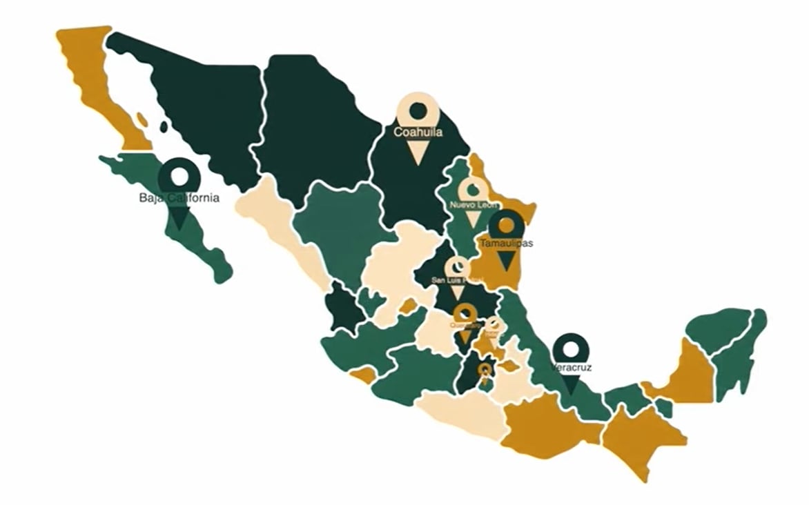Rutas usadas por la red de huachicol, según la FGR. (Captura de pantalla)