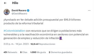 Tuit del presidente de la