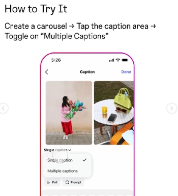 Los usuarios pueden agregar el caption en cada foto o video antes de publicar el carrusel. (Instagram)
