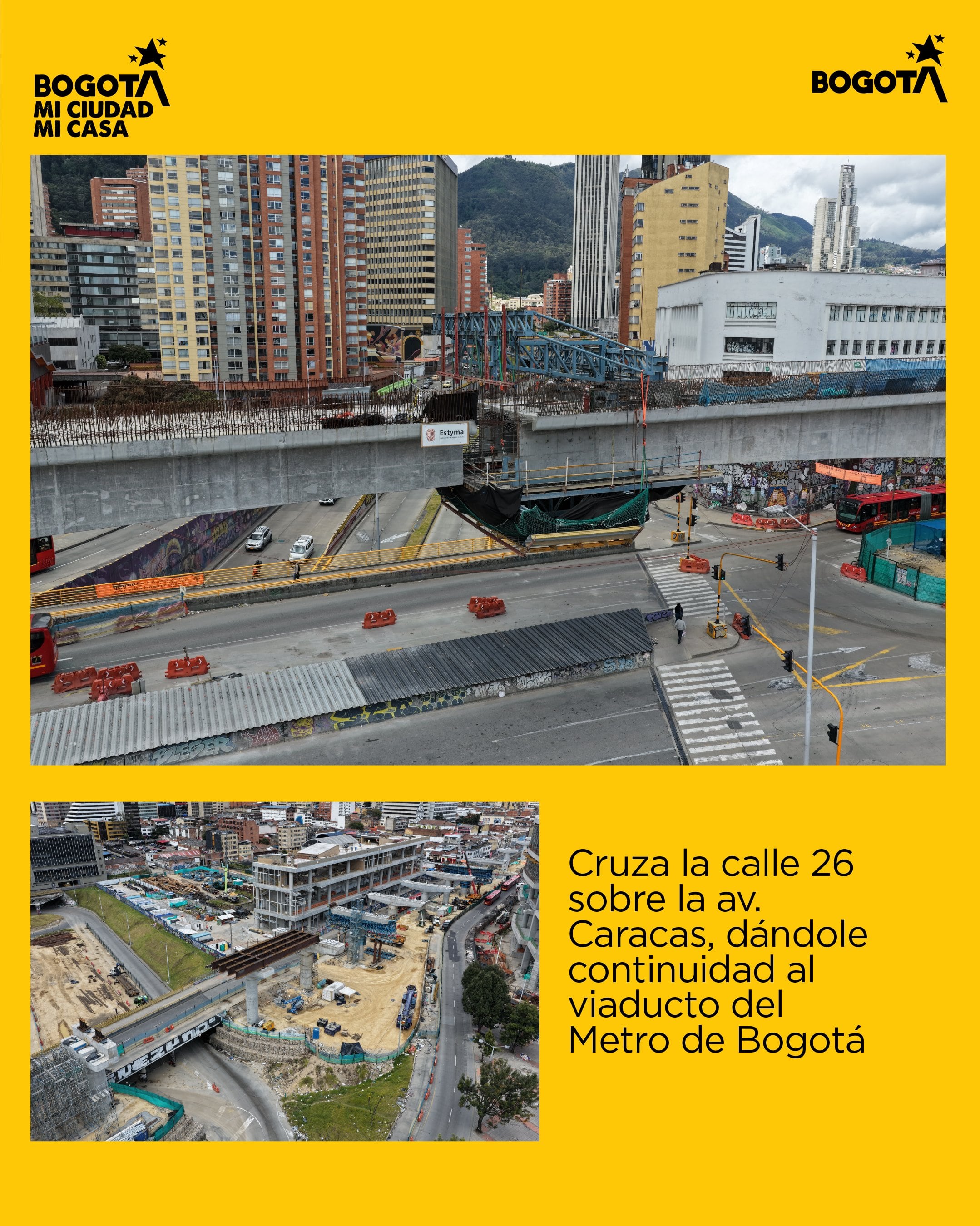 La obra resolvió uno de los retos de ingeniería de la Línea 1 del Metro de Bogotá al salvar grandes distancias sin apoyos intermedios sobre vías en operación - crédito Metro de Bogotá