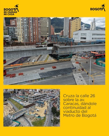 La obra resolvió uno de los retos de ingeniería de la Línea 1 del Metro de Bogotá al salvar grandes distancias sin apoyos intermedios sobre vías en operación - crédito Metro de Bogotá