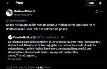 Gustavo Petro contestó al mensaje