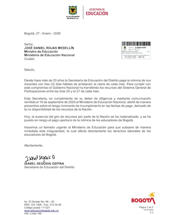 La secretaria de Educación Isabel