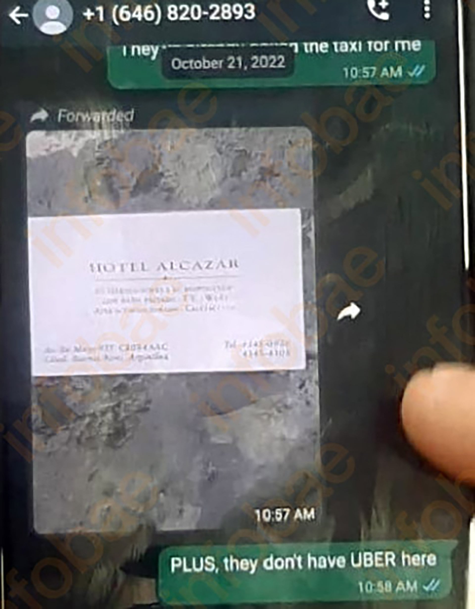 Melanie recibió por WhatsApp la información del hotel donde se alojaría en Buenos Aires