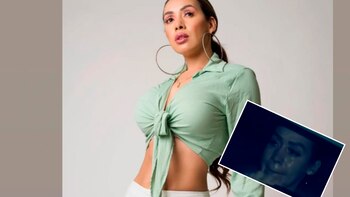 Dorita Orbegoso chora depois de ir à delegacia e pedir uma garantia de abuso ao pai do filho.