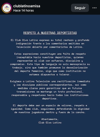 Comunicado de Olva Latino tras