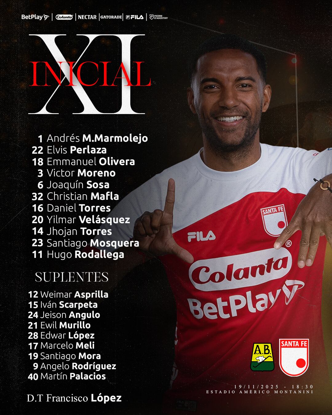Esta es la formación de Santa Fe para el partido contra Bucaramanga en la capital santandereana - crédito Santa Fe
